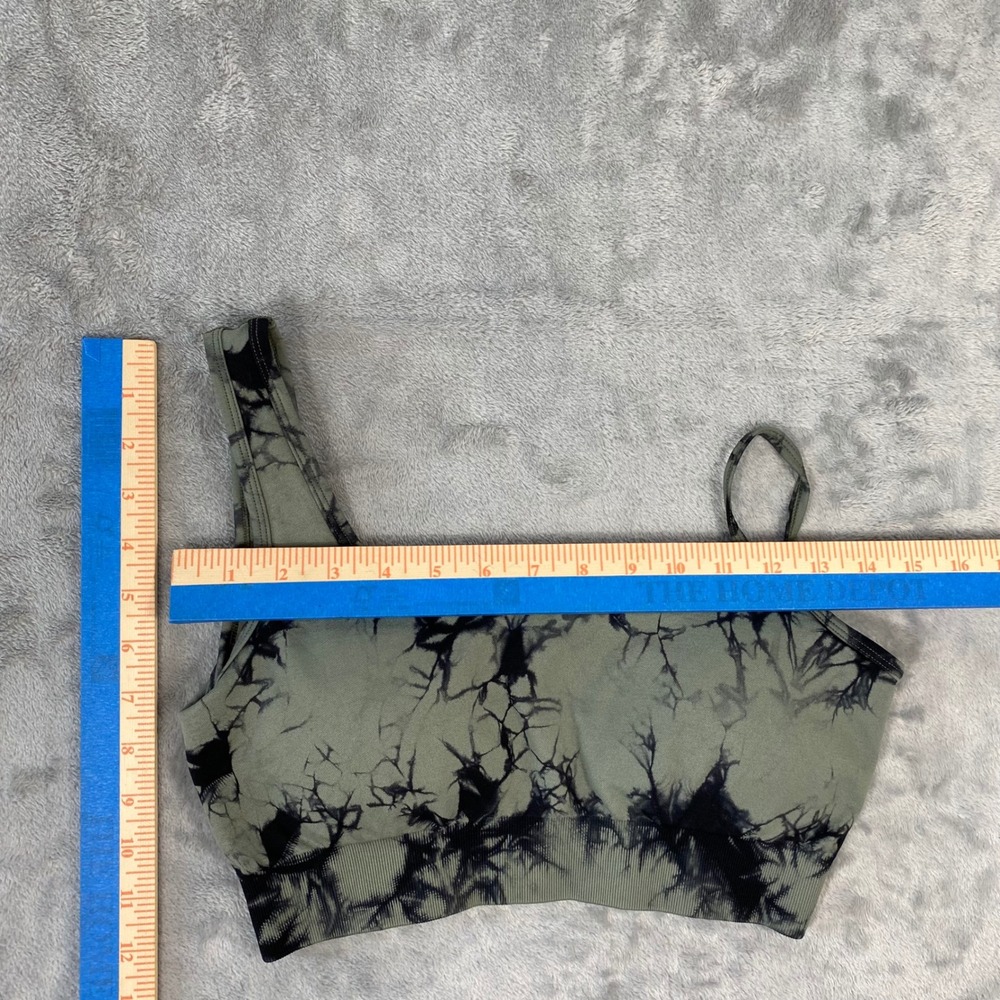 Unbranded Sports Bra Womens M Green Tie Dye One Shoulder Ribbed Active - Picture 4 of 9